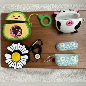 Cute AirPods Cases 2nd Generation Set with Avocado, Cow, and Daisy Designs